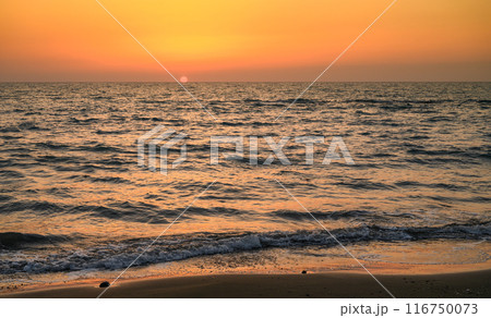 Beauty of sea nature of Mediterranean coast on warm summer evening. Beauty of sea nature of Mediterranean coast on warm summer evening. 116750073