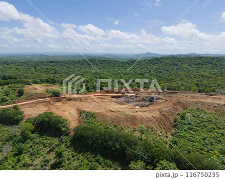 Wide mine quarry on green natural landscape 116750235