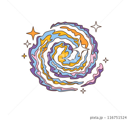 Retro groovy space in cartoon funky comic art, vector galaxy icon. Groovy cartoon space with galactic nebula with psychedelic swirl of cosmic clouds in alien extraterrestrial cosmos or black hole Retro groovy space in cartoon funky comic art, vector galaxy icon. Groovy cartoon space with galactic nebula with psychedelic swirl of cosmic clouds in alien extraterrestrial cosmos or black hole 116751524
