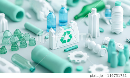 リサイクル工場の内部 - プラスチックの分別とエコ製品 116751781