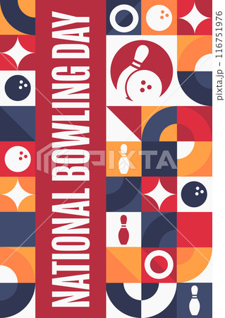 National Bowling Day. Holiday concept. Template for background, banner, card, poster with text 116751976