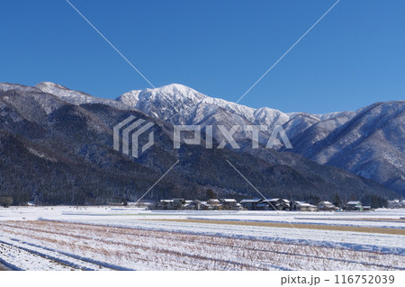 大野市から望む冬の荒島岳と小荒島岳 大野市から望む冬の荒島岳と小荒島岳 116752039