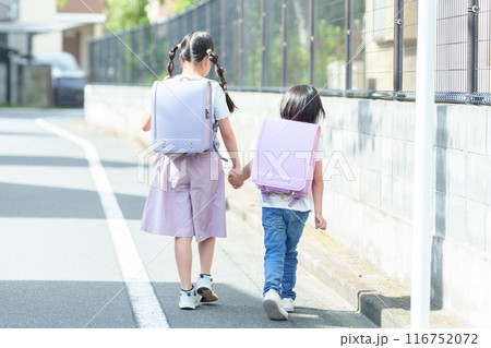 登下校する女の子の後ろ姿 116752072