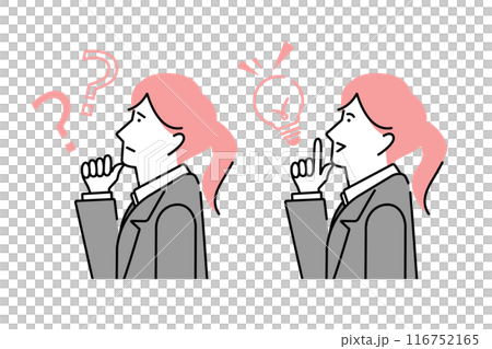 疑問から問題解決するビジネスウーマンのイラスト 疑問から問題解決するビジネスウーマンのイラスト 116752165