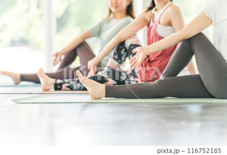 ヨガスタジオ・ヨガ教室でヨガ・ピラティスをする女性達（スポーツジム） 116752185