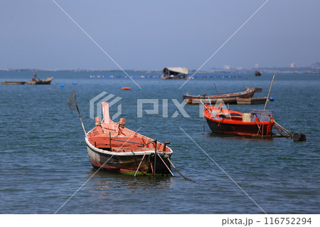 Coastal fishing boats in the sea of fishing village villagers. Coastal fishing boats in the sea of fishing village villagers. 116752294