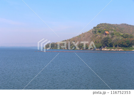 View of Ubonrat Dam during the day with sunlight and clear weather. View of Ubonrat Dam during the day with sunlight and clear weather. 116752353