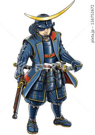 火縄銃を持った戦国武将の独眼竜 伊達政宗 116752672