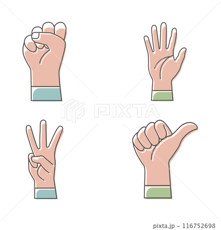 Hand Gesture Symbol Filled Line Style Vector Illustration Set Collection 116752698