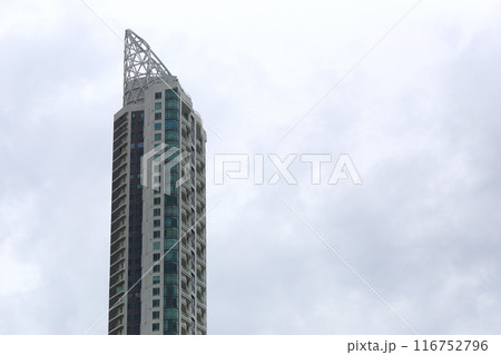 Top of a tall building with a cloud sky background at daytime. 116752796