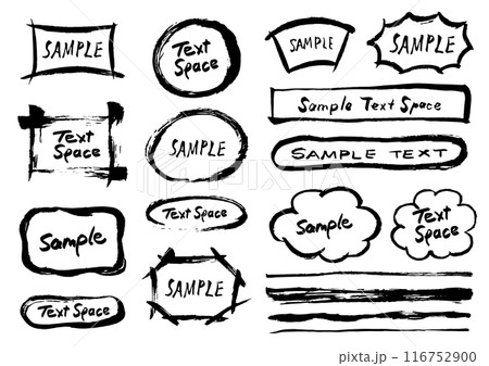 黒いインクのラフな手書きのたくさんのフレームセット 116752900