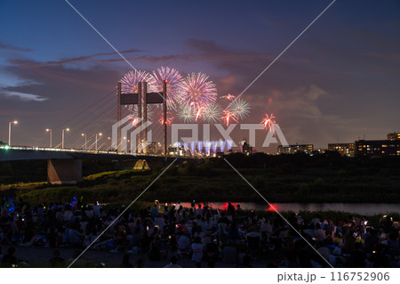 《東京都》打上花火と是政橋・TOKYOシティポップ花火 116752906
