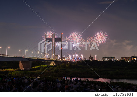 《東京都》打上花火と是政橋・TOKYOシティポップ花火 《東京都》打上花火と是政橋・TOKYOシティポップ花火 116752931