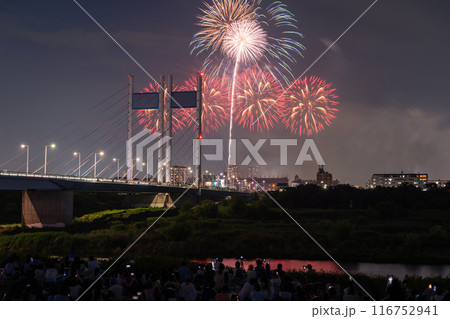 《東京都》打上花火と是政橋・TOKYOシティポップ花火 《東京都》打上花火と是政橋・TOKYOシティポップ花火 116752941