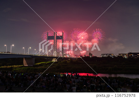 《東京都》打上花火と是政橋・TOKYOシティポップ花火 116752978