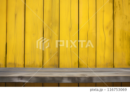 黄色の木のステージ 　AI生成画像 116753069