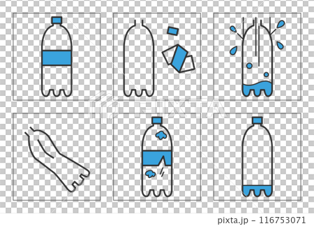 塑膠瓶回收步驟圖標 塑膠瓶回收步驟圖標 116753071