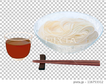 Somen noodles (with noodle soup and chopsticks) Somen noodles (with noodle soup and chopsticks) 116753312