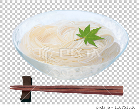 そうめん（もみじの葉、箸付き） 116753316
