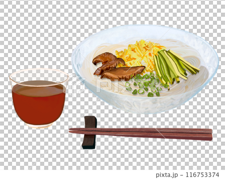 そうめん（具材、麺つゆ、箸付き） 116753374