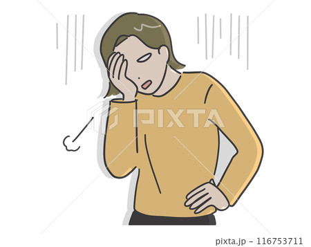 とてもがっかりしている私服の若い女性(上半身) 116753711