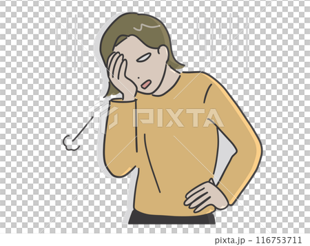 とてもがっかりしている私服の若い女性(上半身) 116753711