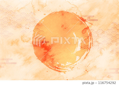 オレンジ　和柄　秋　背景	 116754292