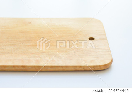 wooden cutting board isolated on white background, plank wood in the kitchen 116754449