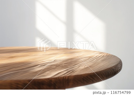 Empty wooden table for product placement isolated on white background 116754799