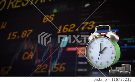 The clock and coins for Business concept 3d rendering. The clock and coins for Business concept 3d rendering. 116755239