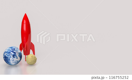 The rocket and moon for sci or Business concept 3d rendering. 116755252
