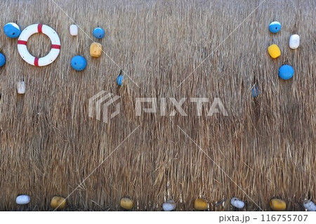 Wall made of thatch and have copy space. 116755707