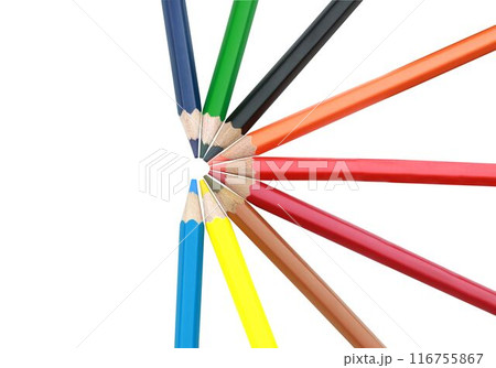 Colored pencil with a pointed tip are beautifully arranged. Colored pencil with a pointed tip are beautifully arranged. 116755867