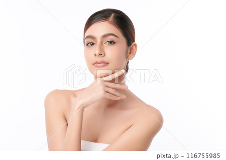 Beautiful young asian woman with clean fresh skin on white background, Face care, Facial treatment, Cosmetology, beauty and spa, Asian women portrait. Beautiful young asian woman with clean fresh skin on white background, Face care, Facial treatment, Cosmetology, beauty and spa, Asian women portrait. 116755985
