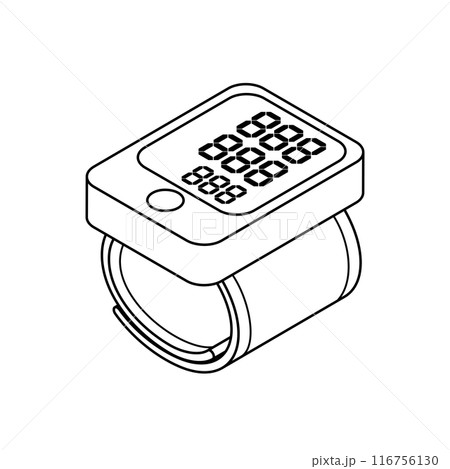 手首式血圧計の線画 116756130