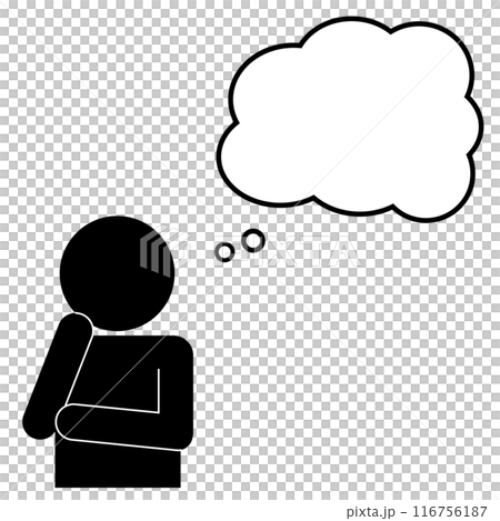 Pictogram of a thinking person with a speech bubble 116756187