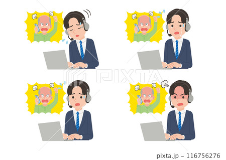 クレーム対応する男性オペレーター　表情セット 116756276