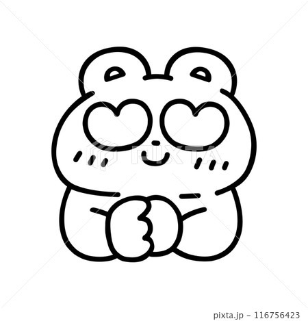 目がハートマークになっている可愛いクマ・線画 116756423