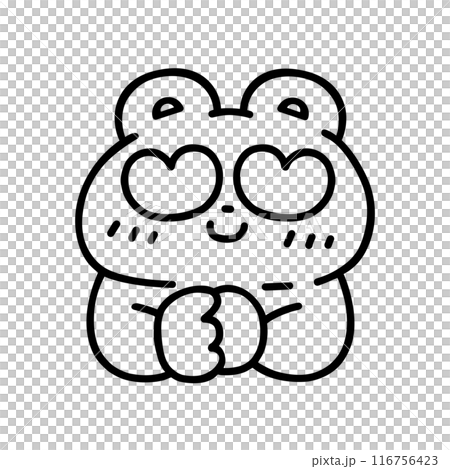 目がハートマークになっている可愛いクマ・線画 116756423