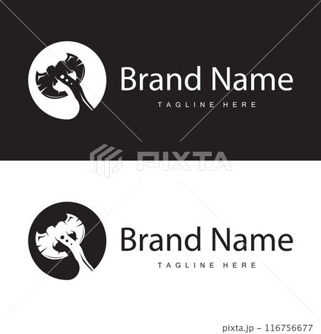Woodcutter tool axe logo carpentry simple design silhouette illustration template 116756677
