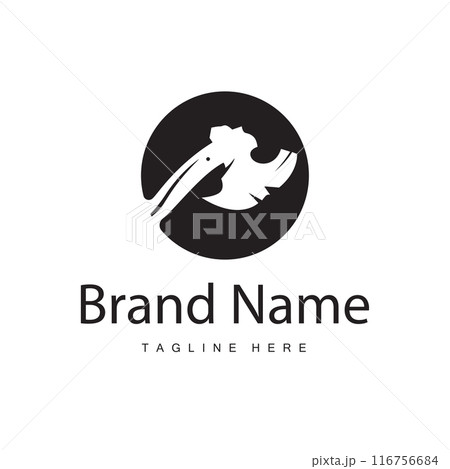 Woodcutter tool axe logo carpentry simple design silhouette illustration template 116756684