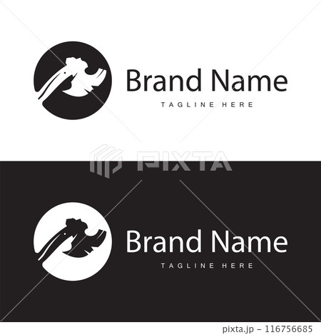 Woodcutter tool axe logo carpentry simple design silhouette illustration template 116756685
