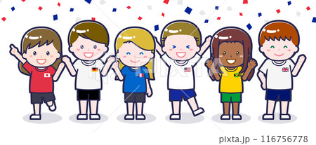 スポーツ観戦を楽しむ多国籍の観客04 116756778