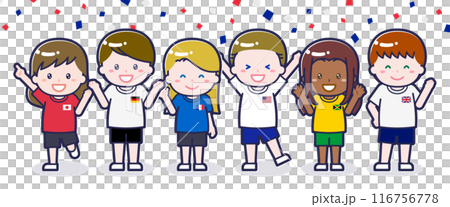 Multinational spectators enjoying watching sports 04 116756778