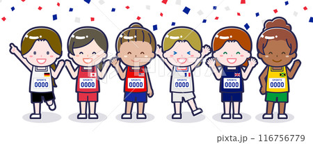 スポーツ大会に出場する多国籍な選手01 スポーツ大会に出場する多国籍な選手01 116756779