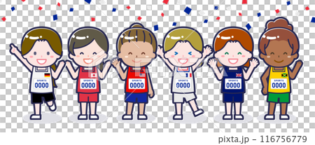 スポーツ大会に出場する多国籍な選手01 スポーツ大会に出場する多国籍な選手01 116756779