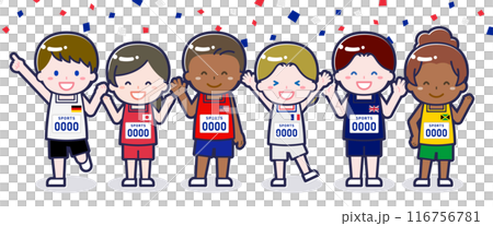 スポーツ大会に出場する多国籍な選手03 116756781