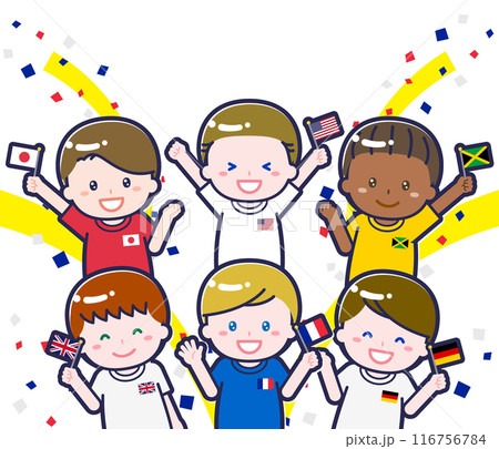 スポーツ観戦を楽しむ多国籍の観客02 スポーツ観戦を楽しむ多国籍の観客02 116756784