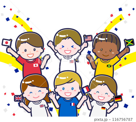 スポーツ観戦を楽しむ多国籍の観客04 116756787