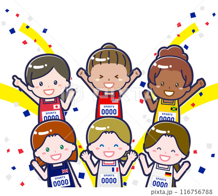 スポーツ大会に出場する多国籍な選手01 116756788